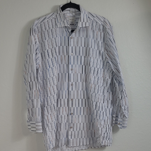 Haupt Other - Haupt Men's White and Blue Striped Shirt Size M 39/40. 15.5